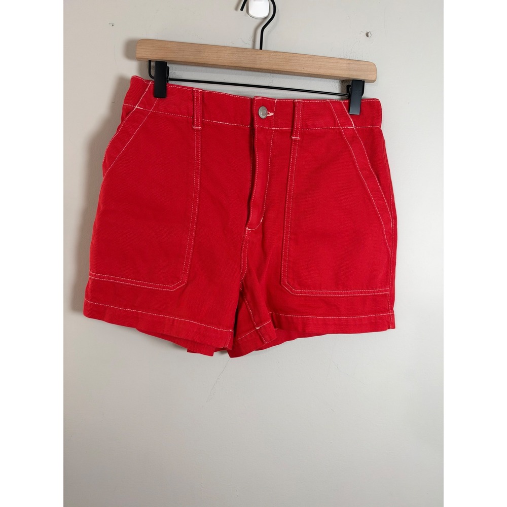 Gap Denim Red Supersoft Easy Utility Shorts High Rise Cotton Size S